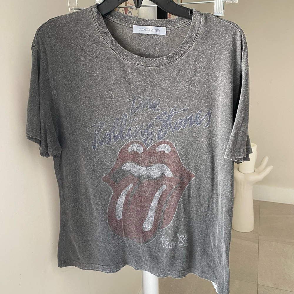 Daydreamer Grey Distressed Rolling Stones T Shirt size S